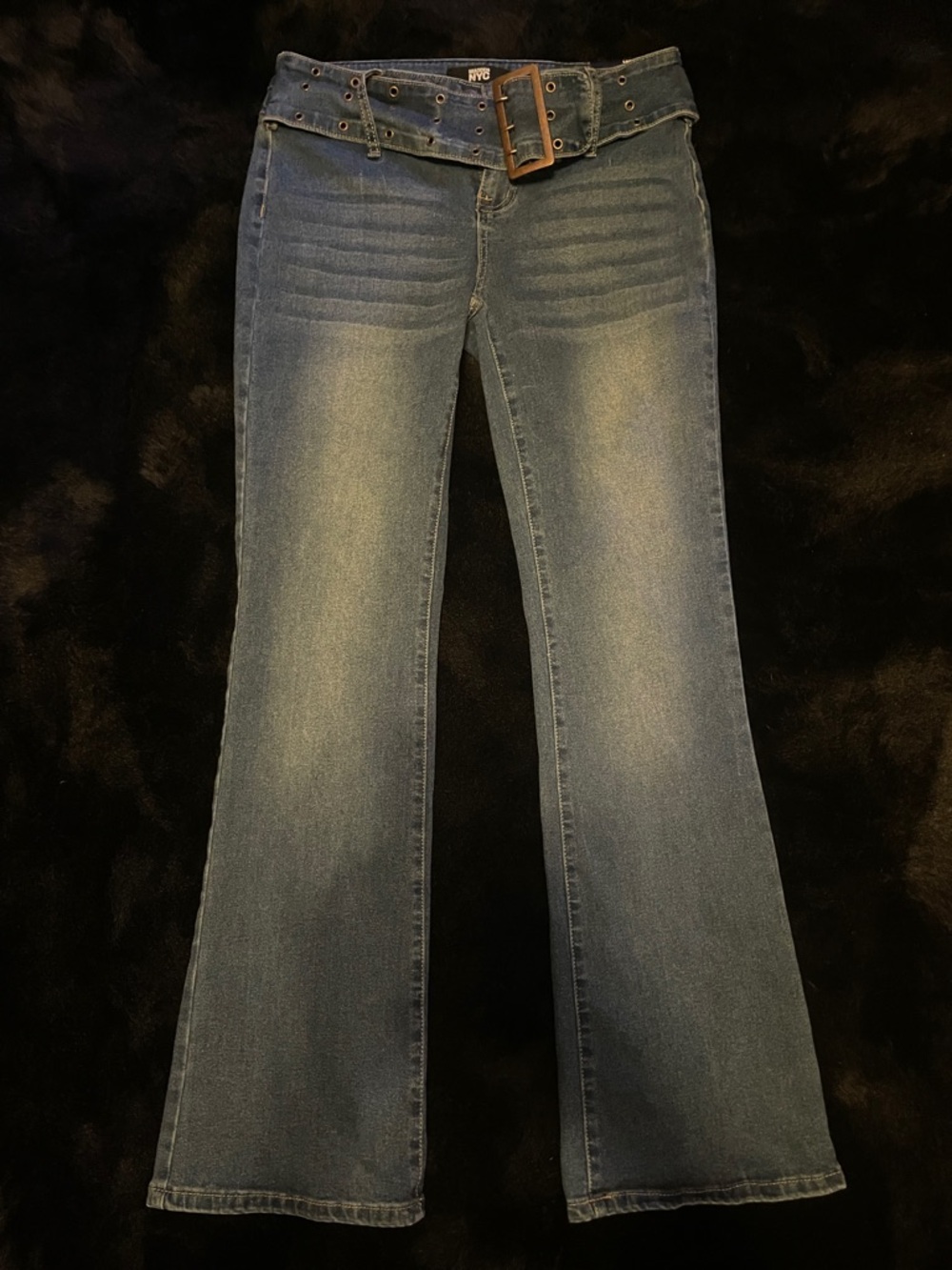 Steve Madden Blue Flared Jeans with Belt y2k